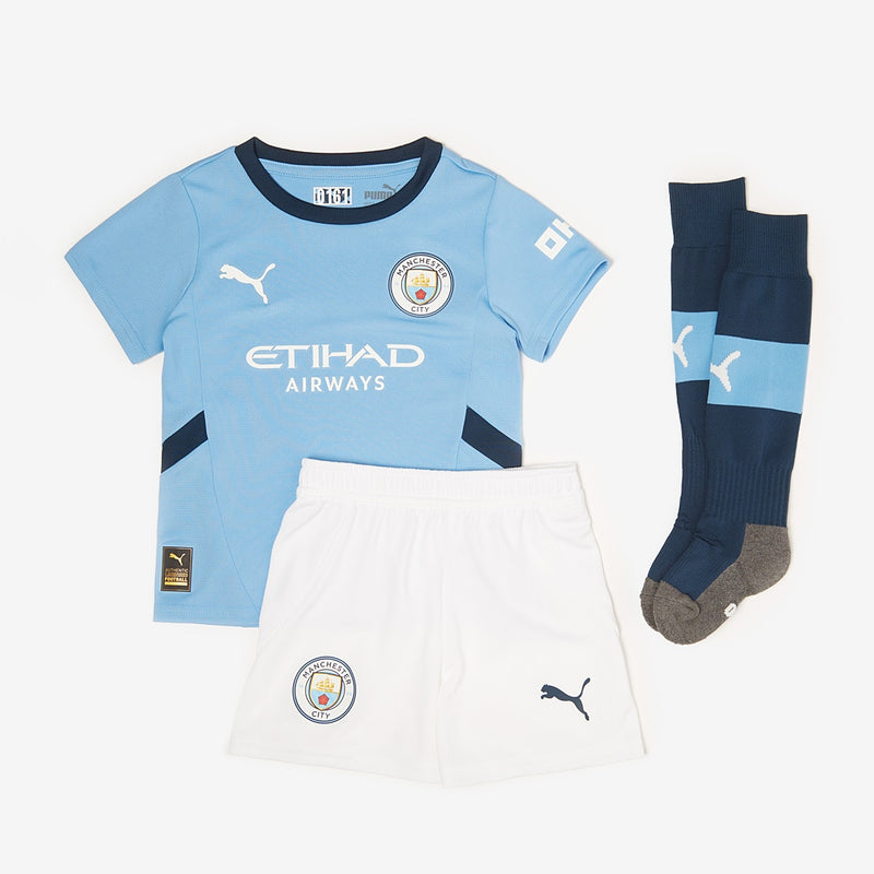 Manchester City 24/25 Kids Home Kit - Light Blue/Marine Blue