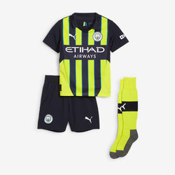 Manchester City 24/25 Kids Away Kit - New Navy/Yellow Glow