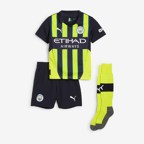 Manchester City 24/25 Kids Away Kit - New Navy/Yellow Glow