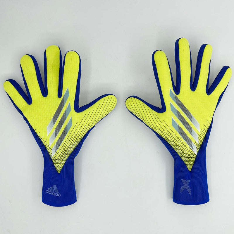 Adidas X league strapless goalkeeper gloves yellow blue